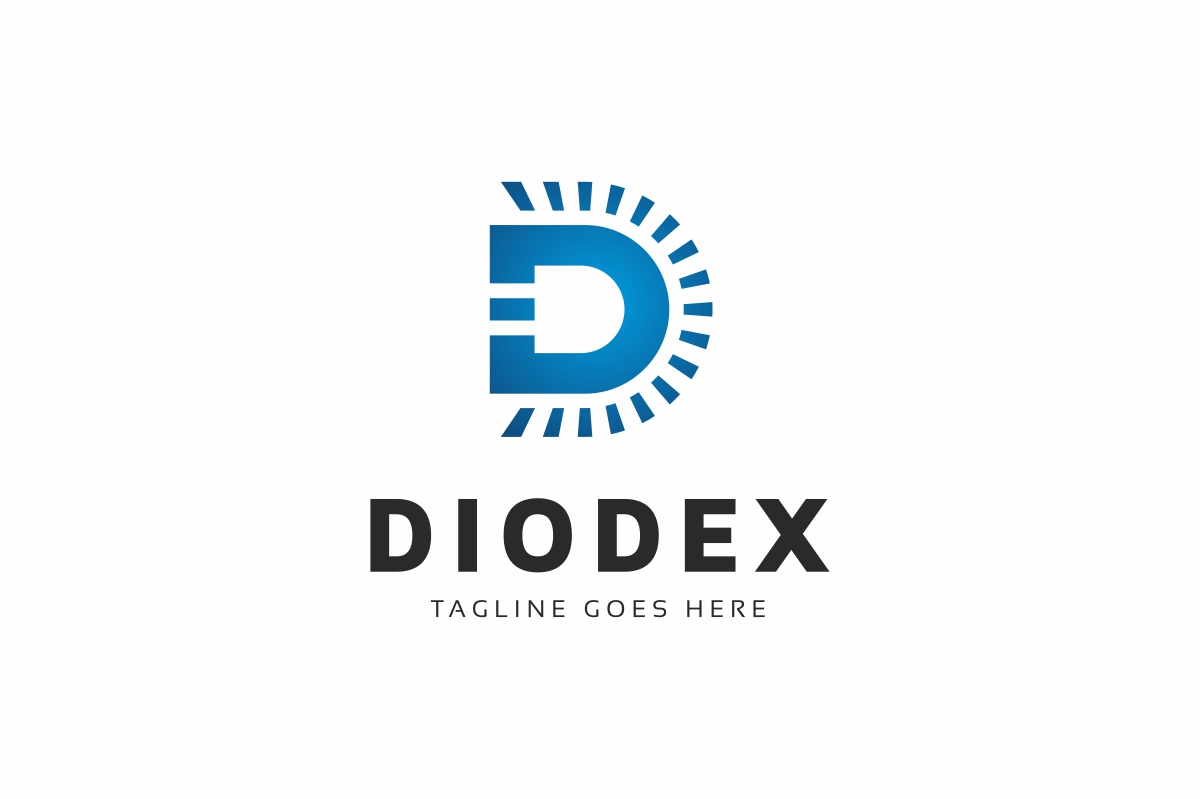 Download Шаблон логотипа "Diode - D Letter Logo Template" / Diode - D Letter Logo Template - Шаблон логотипа на тему графика brand branding builder business d letter logo data developer development digital electronic entertainment gaming idea identity matrix media diode light