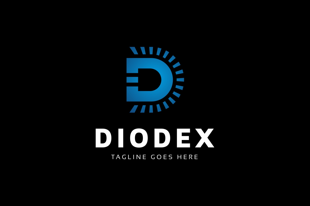 Download Шаблон логотипа "Diode - D Letter Logo Template" / Diode - D Letter Logo Template - Шаблон логотипа на тему графика brand branding builder business d letter logo data developer development digital electronic entertainment gaming idea identity matrix media diode light