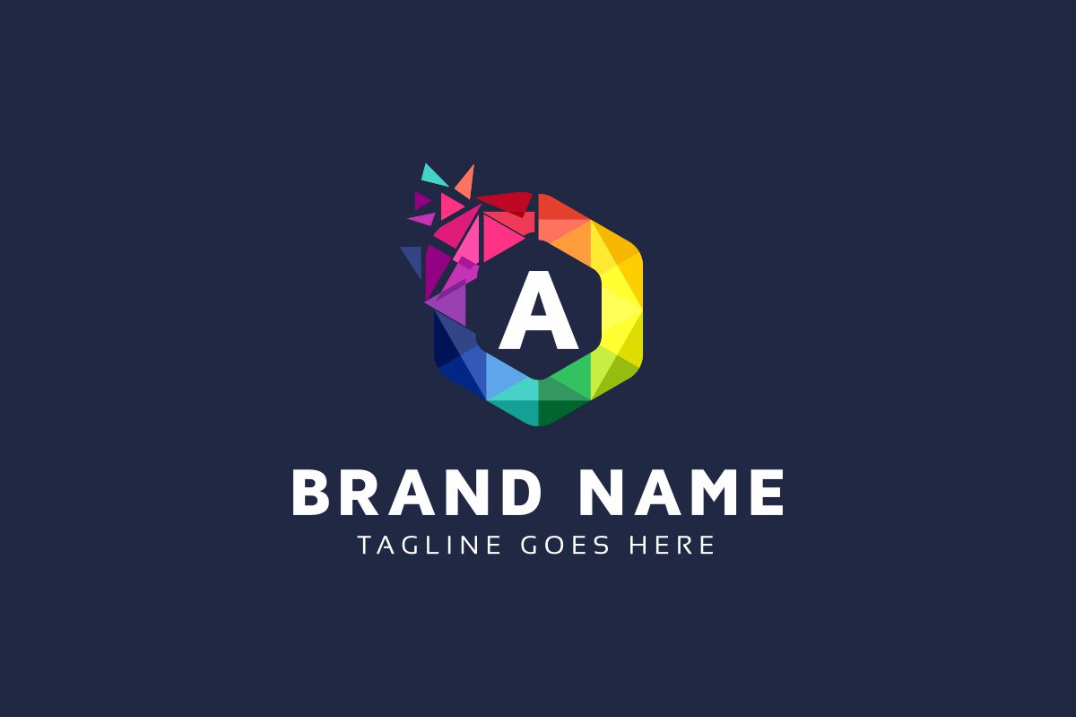 Download Шаблон логотипа "A Letter - Hexagon Colorful Logo Template" / A Letter - Hexagon Colorful Logo Template - Шаблон логотипа на тему графика agency a letter box brand branding business corporate corporative cube cubic cubical design engineer entertainment firm group hexa hexagon identity