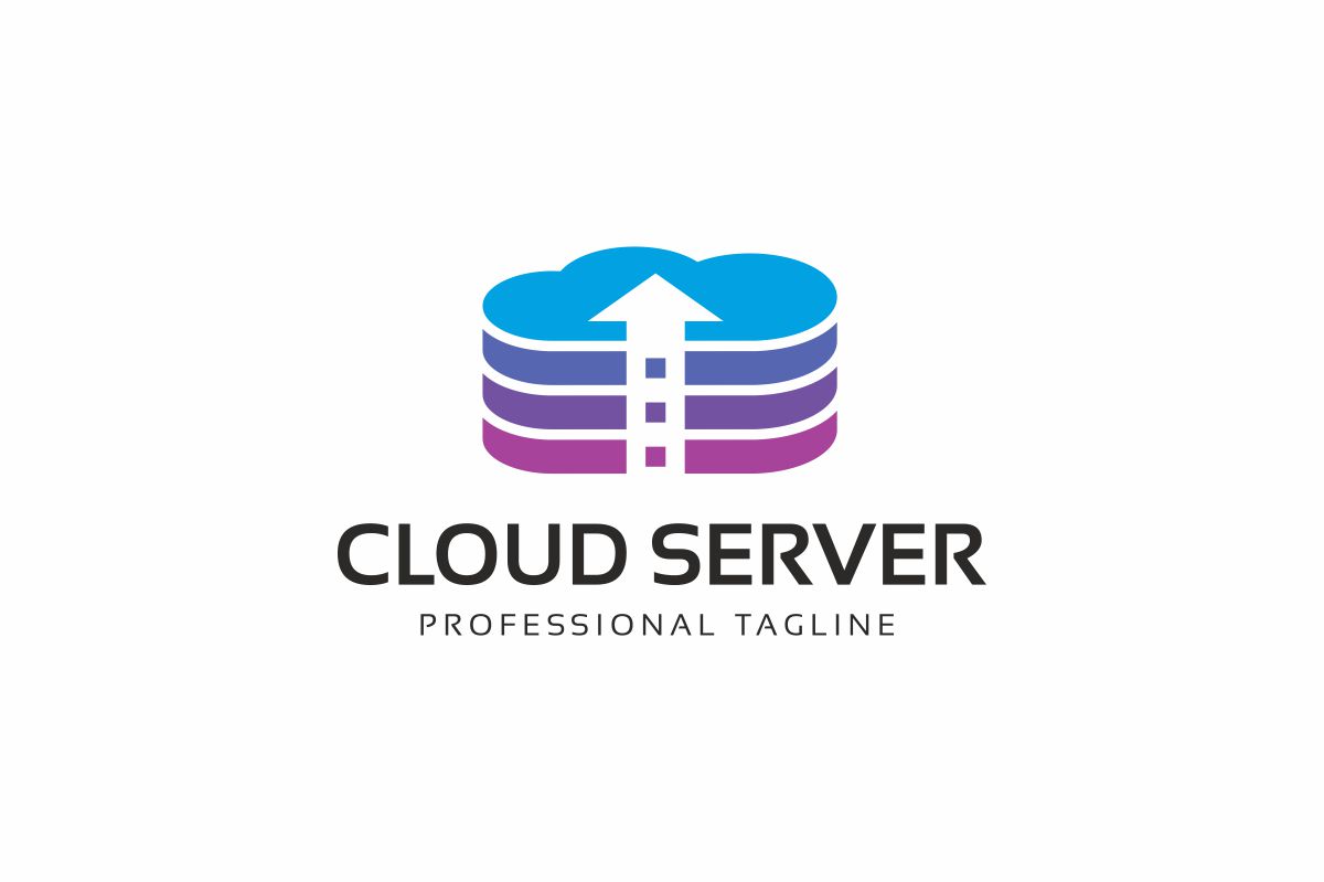 Download Шаблон логотипа "Cloud Server Logo Template" / Cloud Server Logo Template - Шаблон логотипа на тему графика blue cloud computing host hosting up upload download network server service sky smart objects