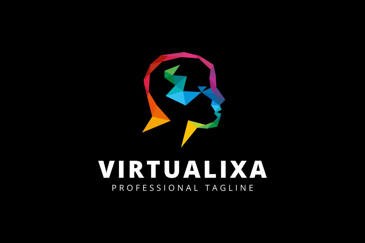 Download Шаблон логотипа "Human Polygon Logo Template" / Human Polygon Logo Template - Шаблон логотипа на тему графика 3d augmented reality brainstorm brand branding colorful concept development digital exchange experience gaming generation head human idea media mind network