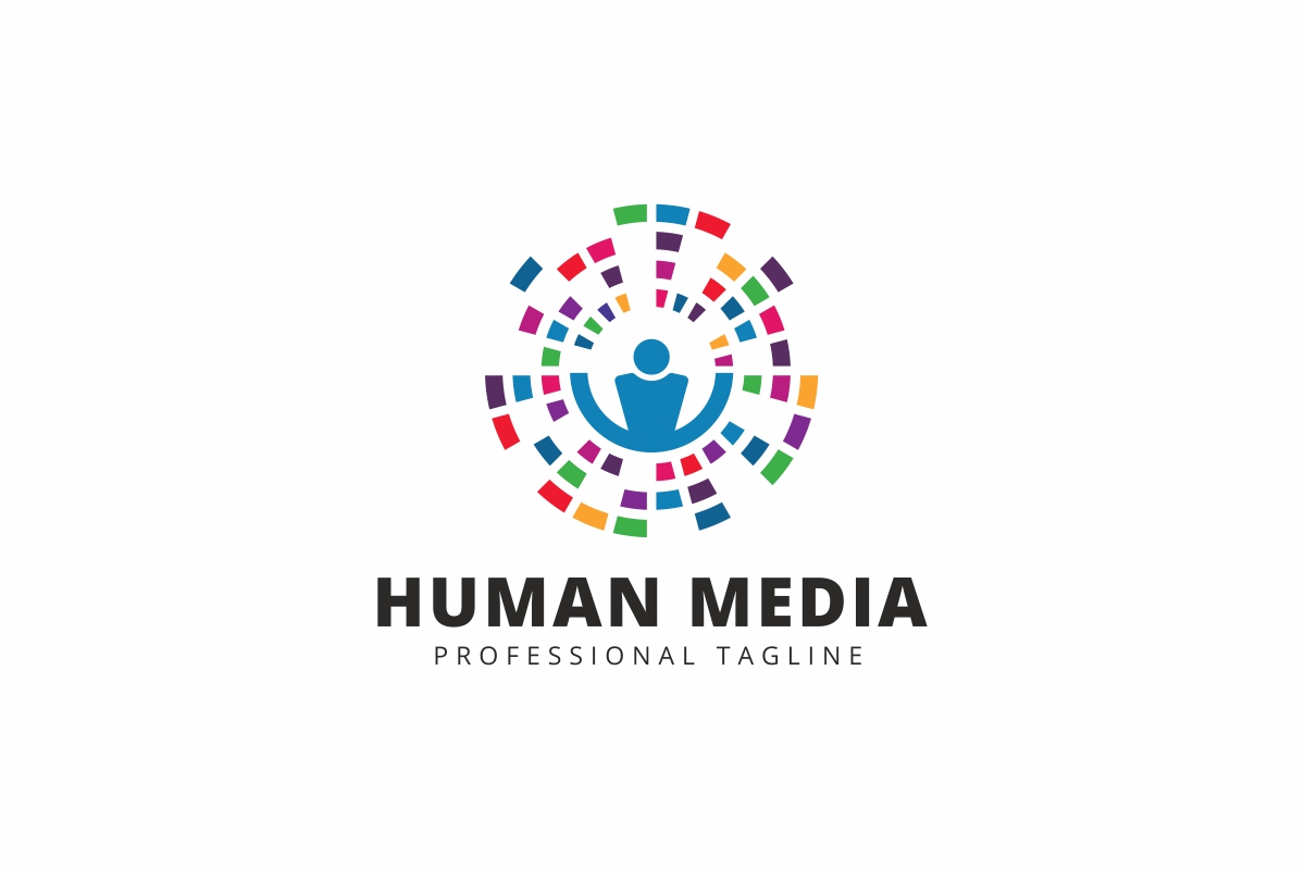 Download Шаблон логотипа "Human Pixel Logo Template" / Human Pixel Logo Template - Шаблон логотипа на тему графика advisor agency brand branding business circular company consulting corporate corporative data head human identity it network people pixel pixels print