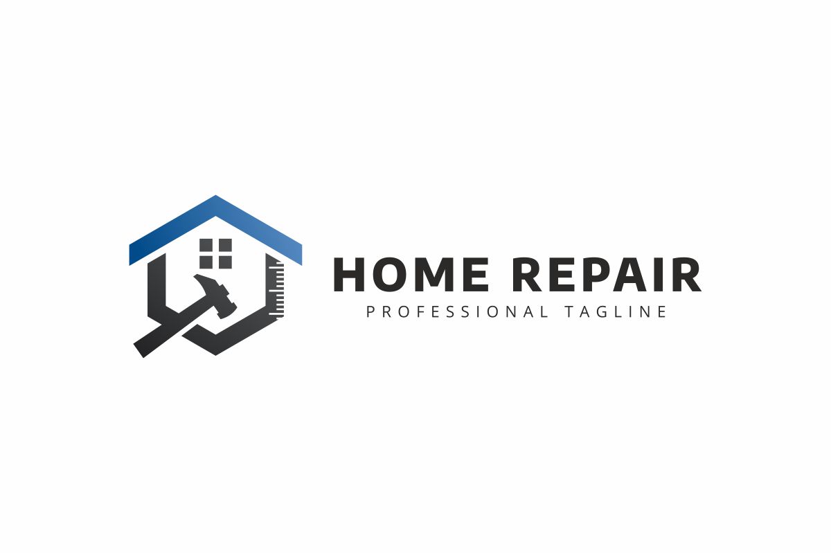 Download Шаблон логотипа "Home Repair Logo Template" / Home Repair Logo Template - Шаблон логотипа на тему графика brand branding builder building business carpenter company construction contractor hammer home house frame identity measure print ready renos renovation repair