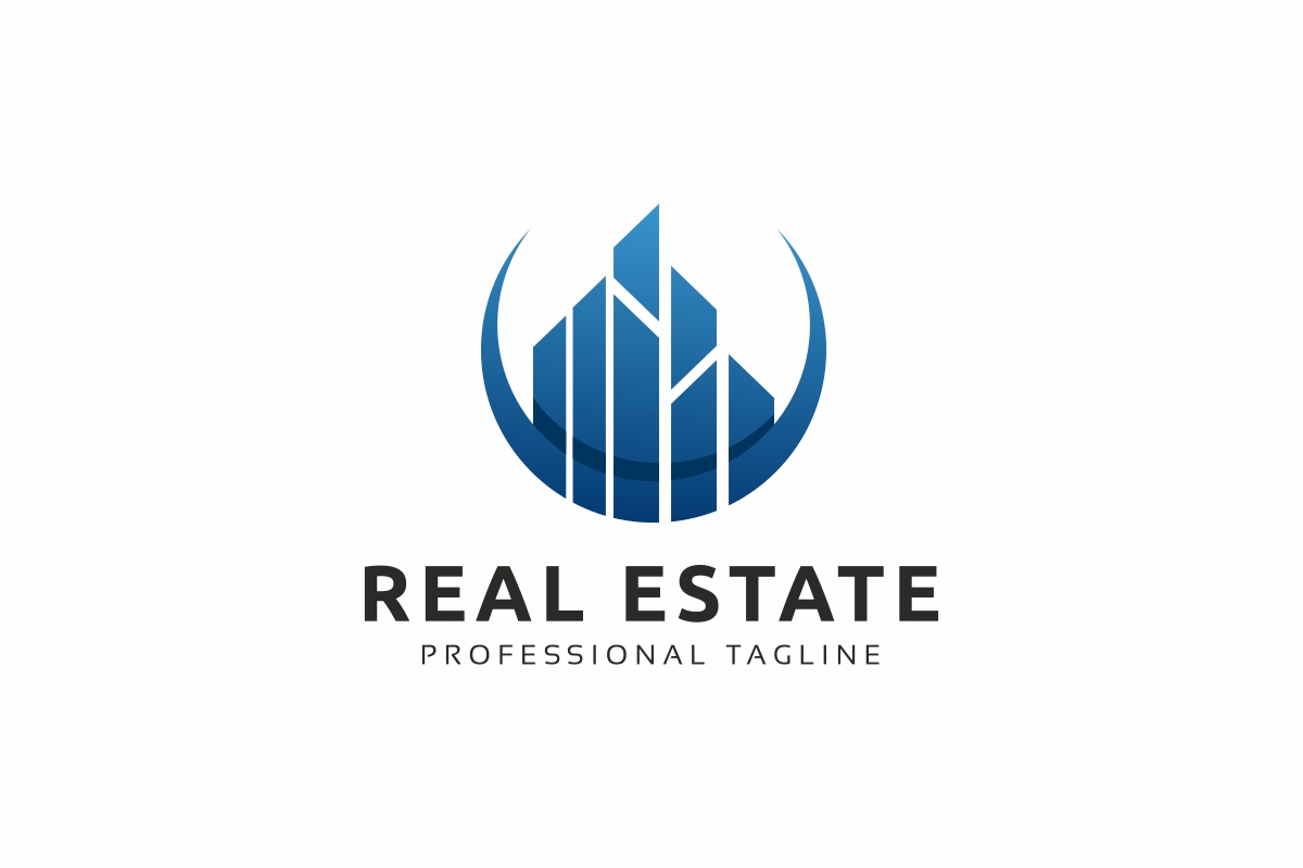 Download Шаблон логотипа "Real Estate Logo Template" / Real Estate Logo Template - Шаблон логотипа на тему графика abstract agency architecture brand branding build building business clean colorful company construct construction design home house insurance logo logotype modern