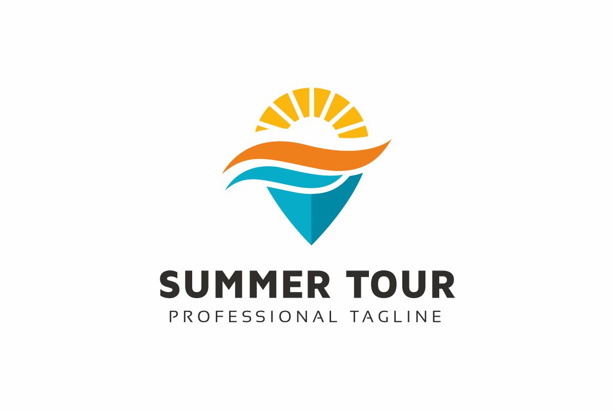 Download Шаблон логотипа "Summer Tour Logo Template" / Summer Tour Logo Template - Шаблон логотипа на тему графика ai air airplane aviation beach blue business colorful company eps file getaway happy holiday leisure logo plane sea summer template