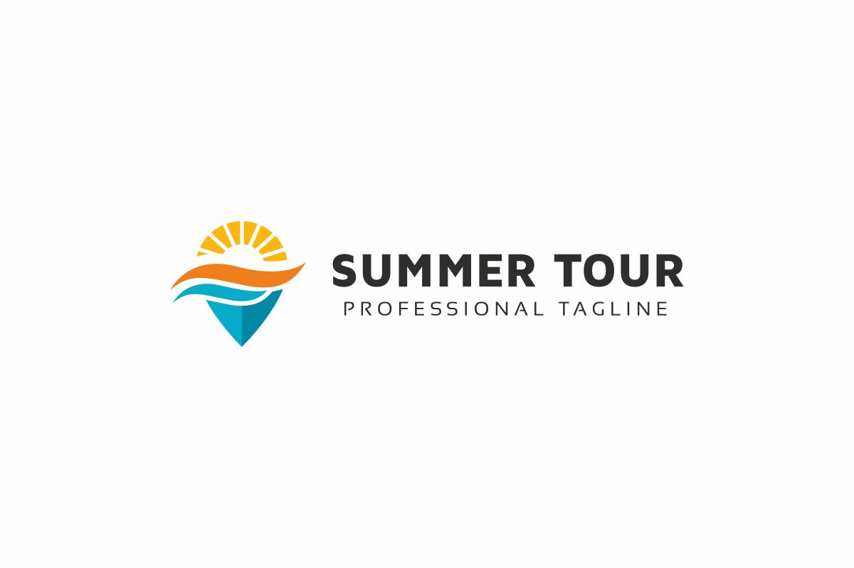Download Шаблон логотипа "Summer Tour Logo Template" / Summer Tour Logo Template - Шаблон логотипа на тему графика ai air airplane aviation beach blue business colorful company eps file getaway happy holiday leisure logo plane sea summer template