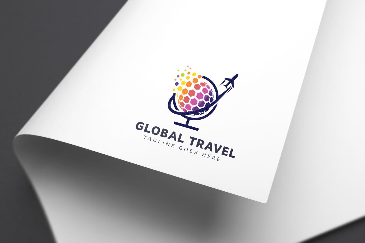 Download Шаблон логотипа "Global Travel Logo Template" / Global Travel Logo Template - Шаблон логотипа на тему графика ai air airplane aviation beach blue business colorful company eps file getaway happy holiday leisure logo plane sea summer template