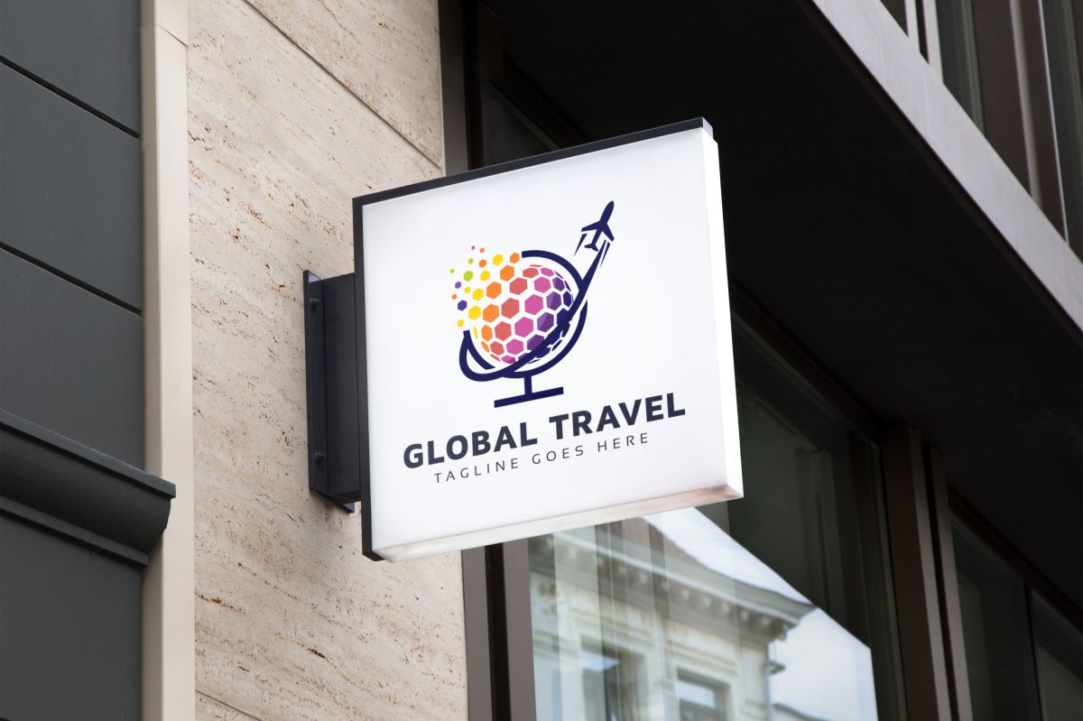 Download Шаблон логотипа "Global Travel Logo Template" / Global Travel Logo Template - Шаблон логотипа на тему графика ai air airplane aviation beach blue business colorful company eps file getaway happy holiday leisure logo plane sea summer template