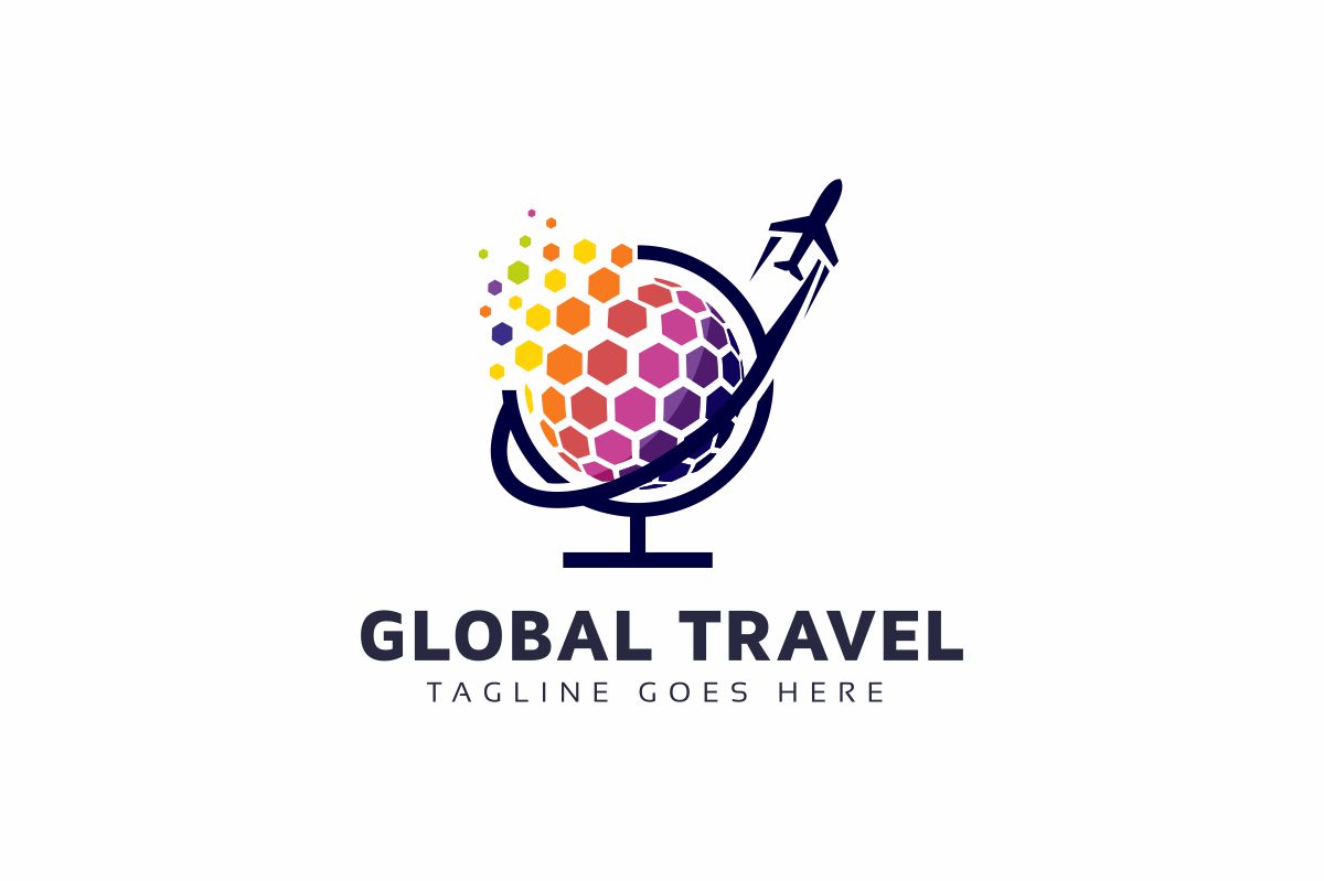 Download Шаблон логотипа "Global Travel Logo Template" / Global Travel Logo Template - Шаблон логотипа на тему графика ai air airplane aviation beach blue business colorful company eps file getaway happy holiday leisure logo plane sea summer template