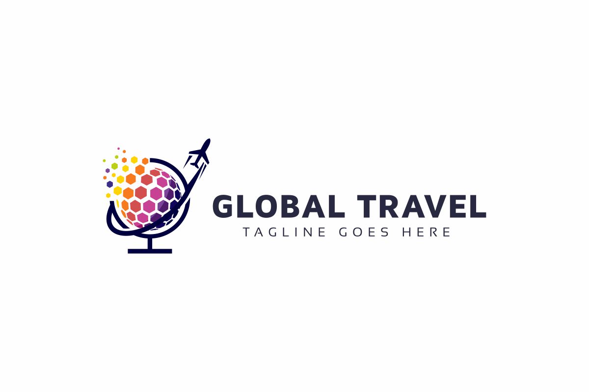 Download Шаблон логотипа "Global Travel Logo Template" / Global Travel Logo Template - Шаблон логотипа на тему графика ai air airplane aviation beach blue business colorful company eps file getaway happy holiday leisure logo plane sea summer template