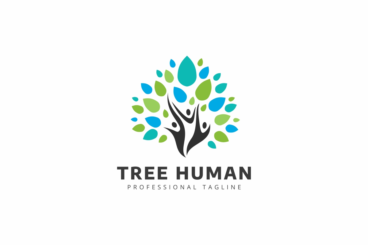 Download Шаблон логотипа "Tree Human Logo Template" / Tree Human Logo Template - Шаблон логотипа на тему графика brand branding business company cosmetic eco fitness green growing happy healing heath human identity learning logo love medical nature organic