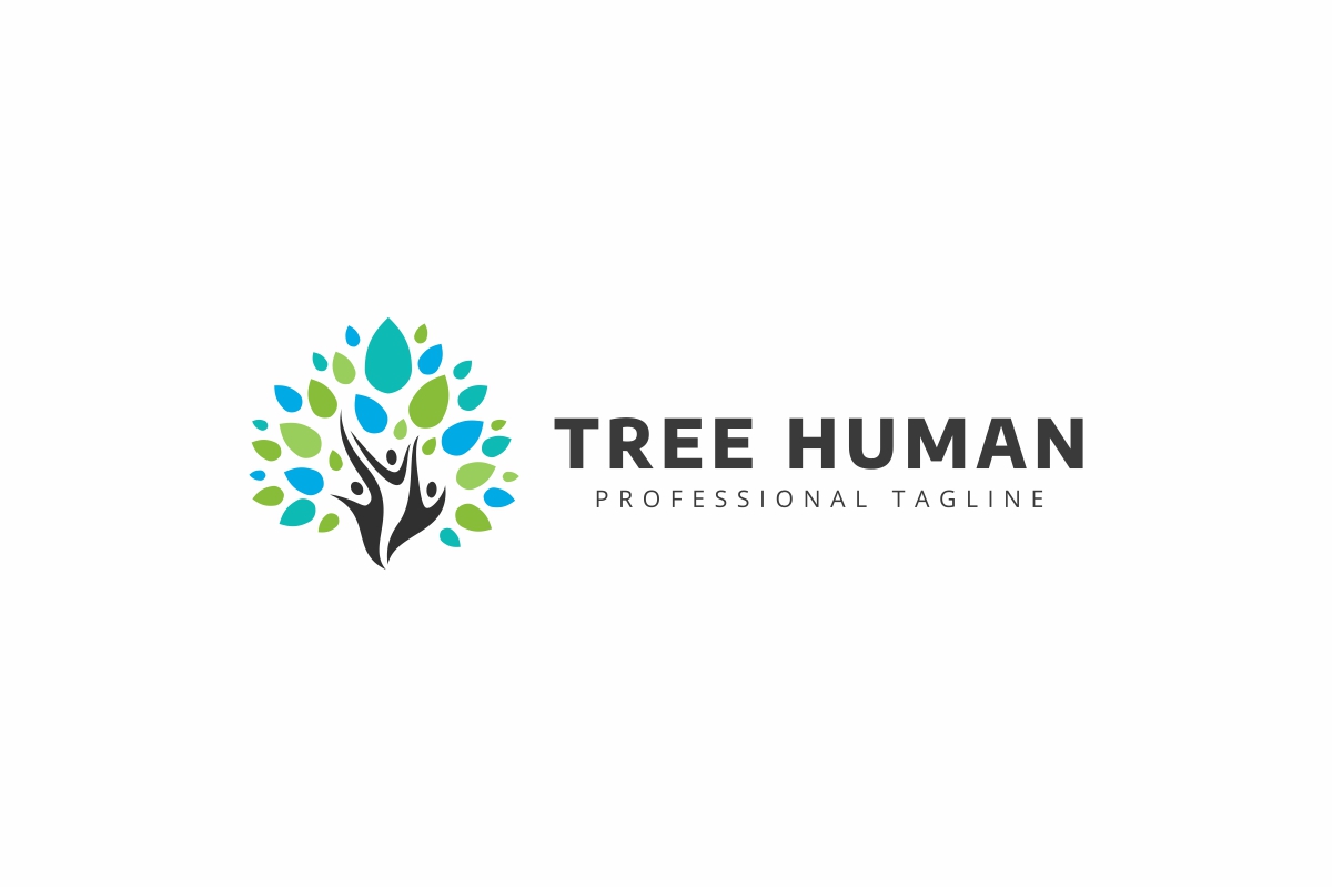 Download Шаблон логотипа "Tree Human Logo Template" / Tree Human Logo Template - Шаблон логотипа на тему графика brand branding business company cosmetic eco fitness green growing happy healing heath human identity learning logo love medical nature organic
