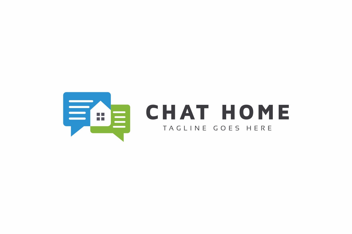Download Шаблон логотипа "Chat Home Logo Template" / Chat Home Logo Template - Шаблон логотипа на тему графика accommodation blog branding bubble chat building city community connect construction conversation corporate creative discus find home home review search housing