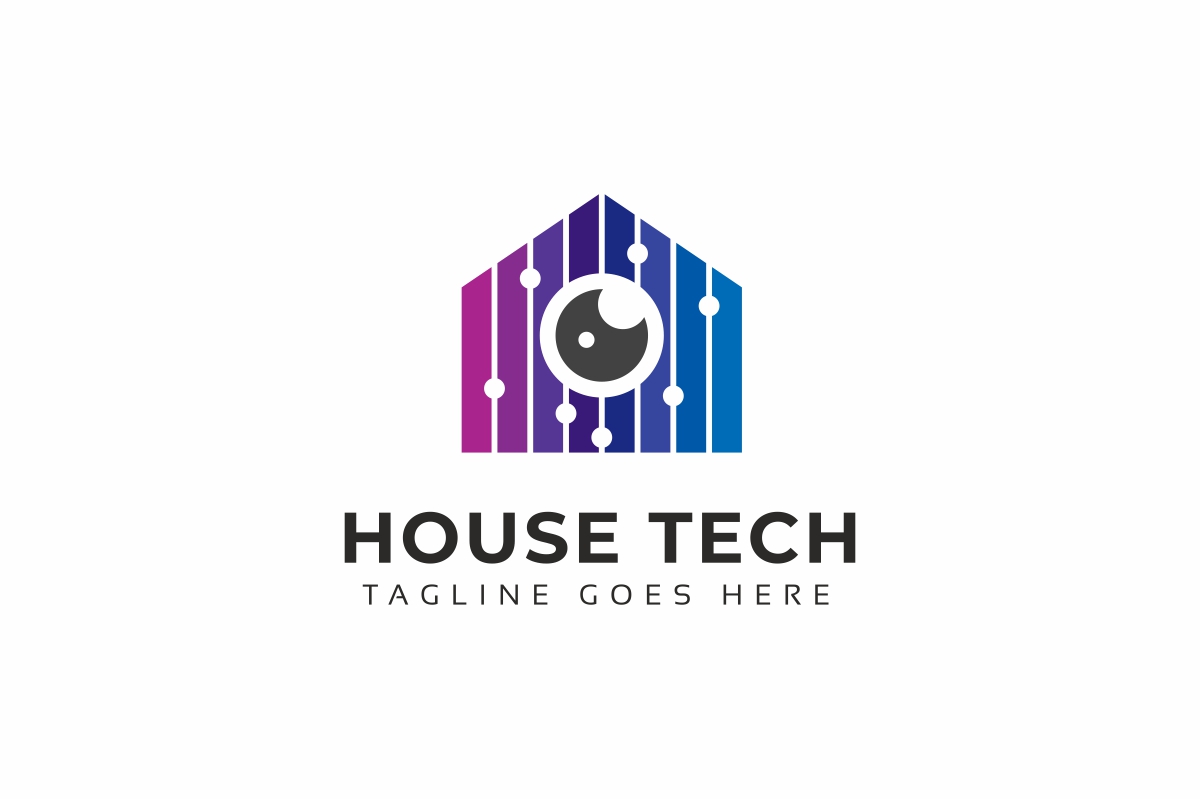 Download Шаблон логотипа "House Tech Logo Template" / House Tech Logo Template - Шаблон логотипа на тему графика vector house logo technology tech estate design icon home concept real modern business creative smart template app company network camera