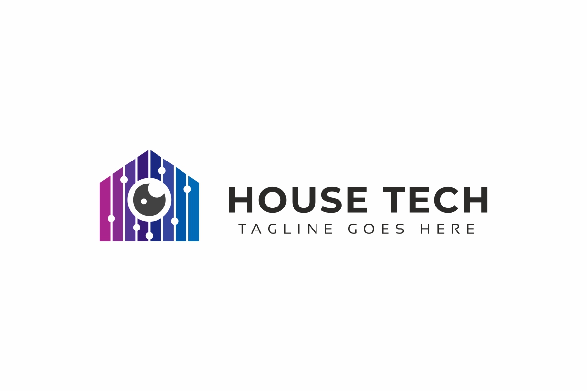 Download Шаблон логотипа "House Tech Logo Template" / House Tech Logo Template - Шаблон логотипа на тему графика vector house logo technology tech estate design icon home concept real modern business creative smart template app company network camera