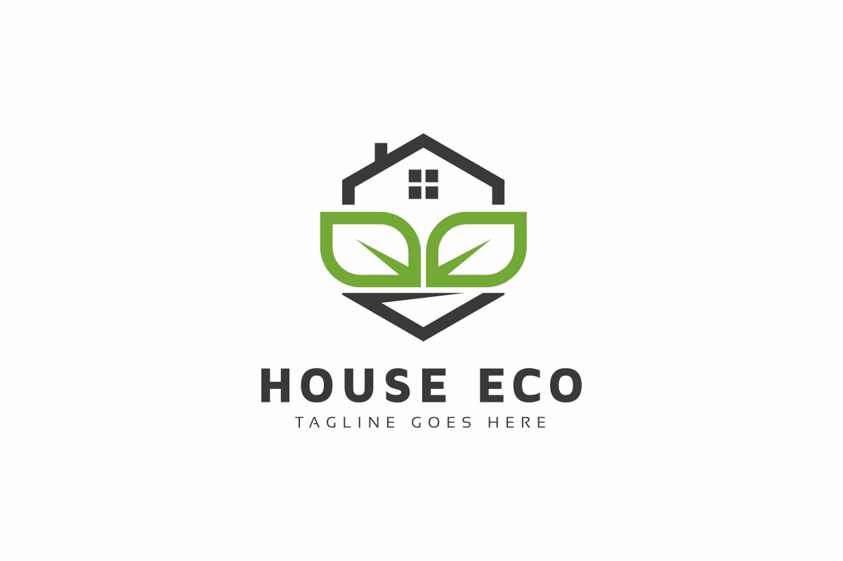 Download Шаблон логотипа "House Eco Logo Template" / House Eco Logo Template - Шаблон логотипа на тему графика house eco logo icon green symbol vector home design building illustration sign abstract element estate business nature property company organic