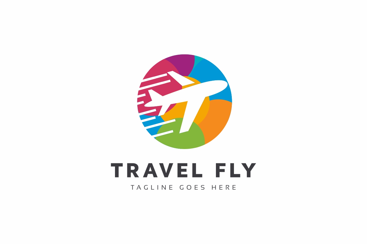 Download Шаблон логотипа "Travel Fly Logo Template" / Travel Fly Logo Template - Шаблон логотипа на тему графика ai air airplane aviation beach blue business colorful company eps file getaway happy holiday leisure logo plane sea summer template
