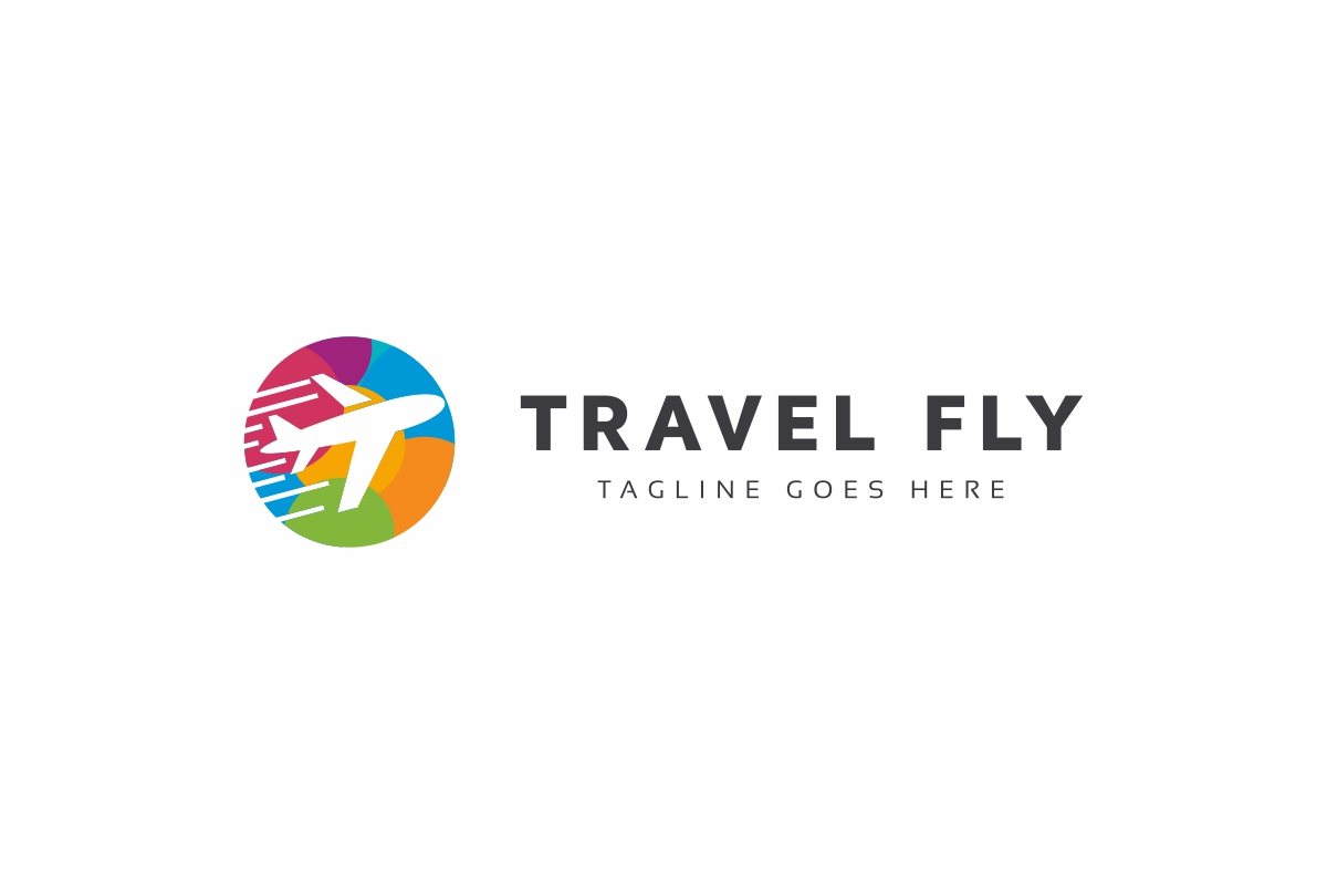 Download Шаблон логотипа "Travel Fly Logo Template" / Travel Fly Logo Template - Шаблон логотипа на тему графика ai air airplane aviation beach blue business colorful company eps file getaway happy holiday leisure logo plane sea summer template