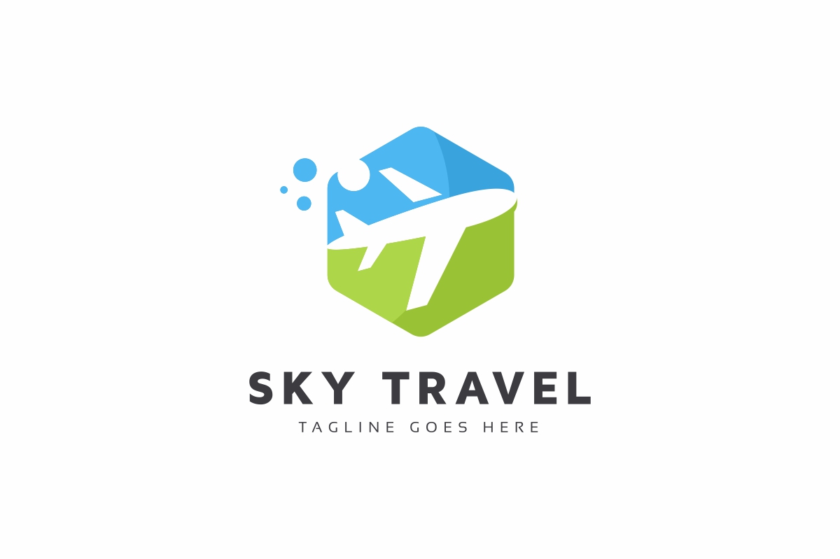 Download Шаблон логотипа "Sky Travel Logo Template" / Sky Travel Logo Template - Шаблон логотипа на тему графика ai air airplane aviation blue business company eps file logo plane psd template tourism tourists travel travel vector