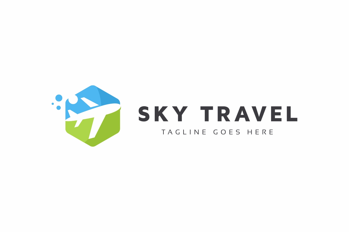 Download Шаблон логотипа "Sky Travel Logo Template" / Sky Travel Logo Template - Шаблон логотипа на тему графика ai air airplane aviation blue business company eps file logo plane psd template tourism tourists travel travel vector