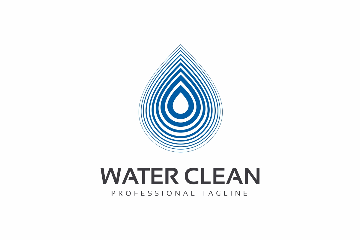 Download Шаблон логотипа "Water Clean Logo Template" / Water Clean Logo Template - Шаблон логотипа на тему графика blue care circulation clean health logo template nature tech technology water wave