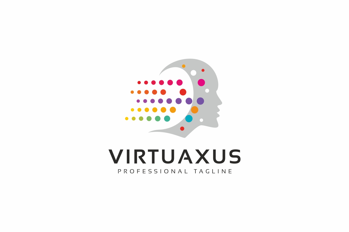 Download Шаблон логотипа "Virtuaxus Logo Template" / Virtuaxus Logo Template - Шаблон логотипа на тему графика abstract face app artificial brain brainstorm consultant creative creativity digital human futuristic head system identity imaginative intelligence interactive profile internet