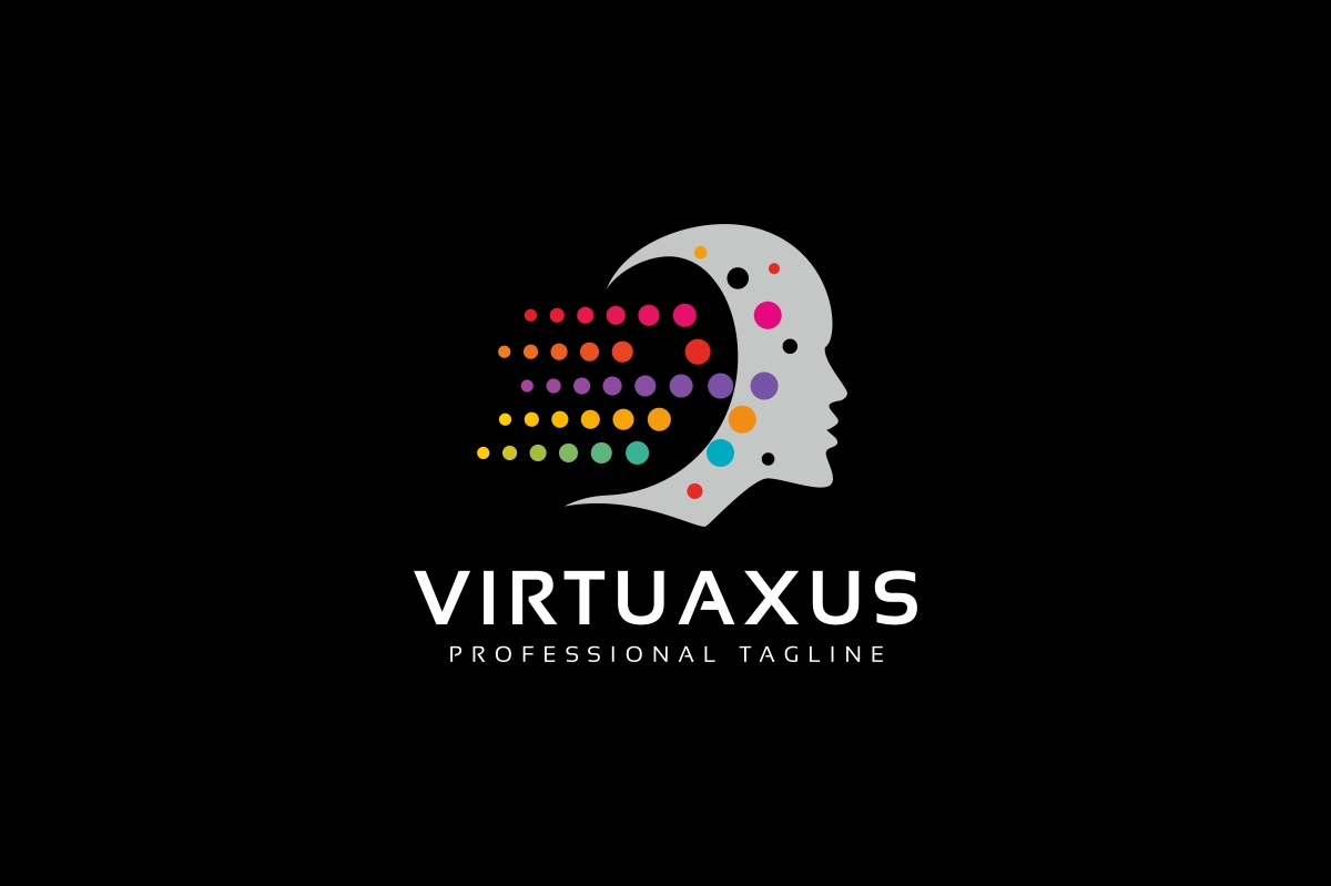 Download Шаблон логотипа "Virtuaxus Logo Template" / Virtuaxus Logo Template - Шаблон логотипа на тему графика abstract face app artificial brain brainstorm consultant creative creativity digital human futuristic head system identity imaginative intelligence interactive profile internet