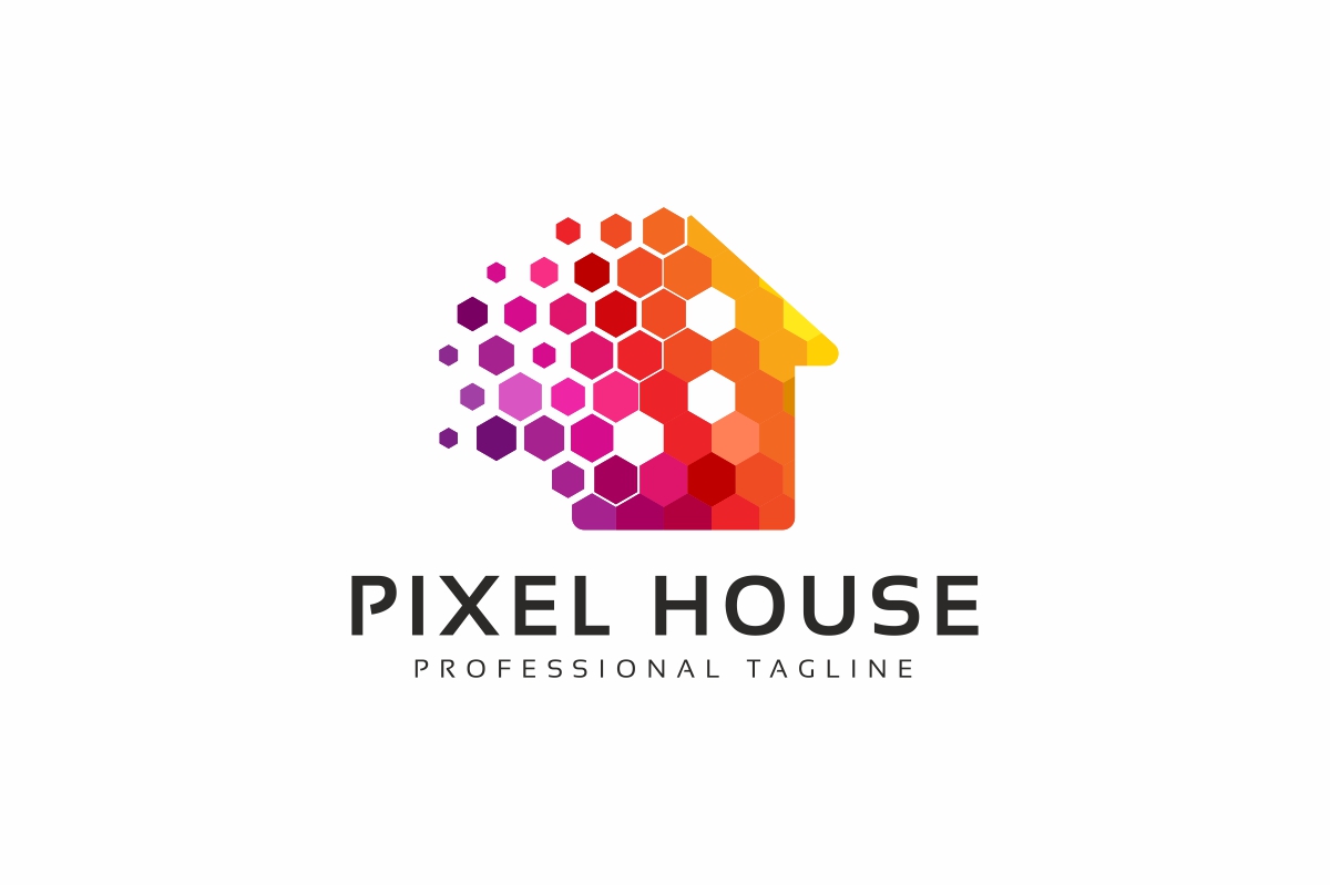 Download Шаблон логотипа "Pixel House Logo Template" / Pixel House Logo Template - Шаблон логотипа на тему графика big house build building business contractor corporate creative elegant estate great home security hotel housing property real residential resort retail