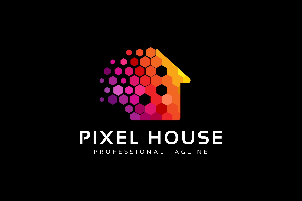 Download Шаблон логотипа "Pixel House Logo Template" / Pixel House Logo Template - Шаблон логотипа на тему графика big house build building business contractor corporate creative elegant estate great home security hotel housing property real residential resort retail
