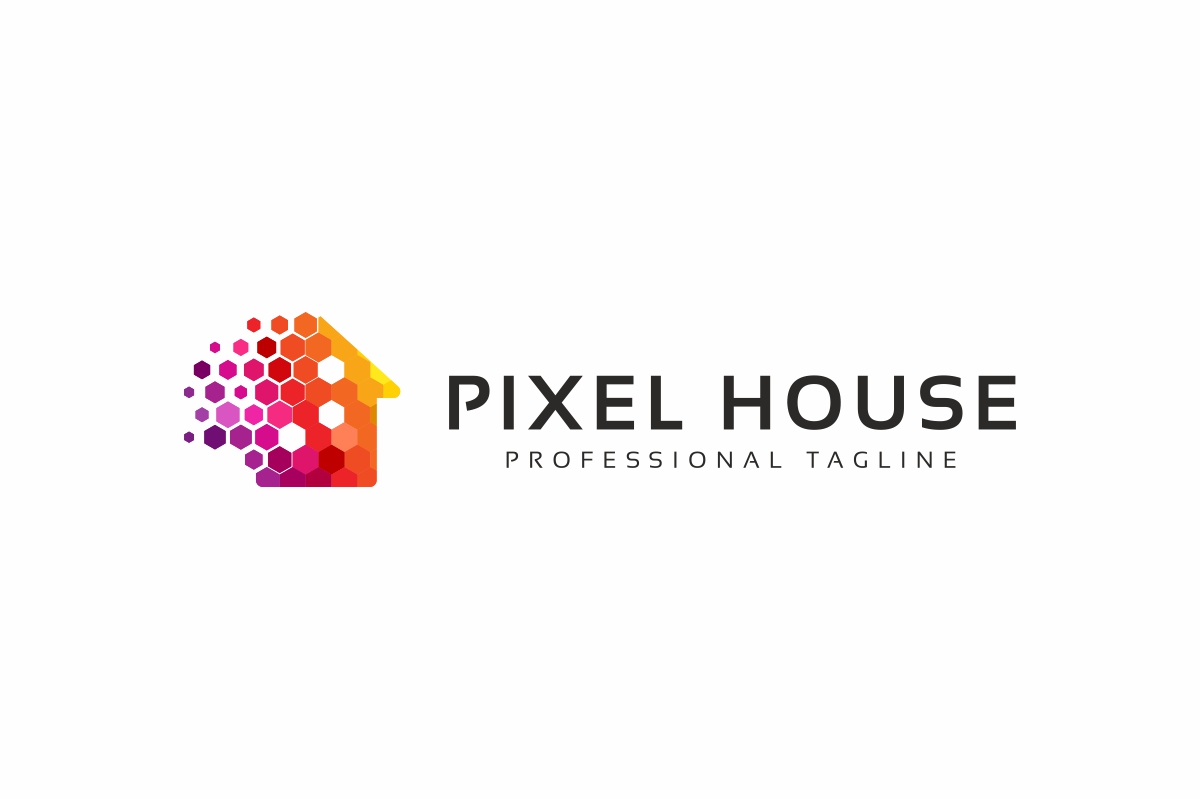 Download Шаблон логотипа "Pixel House Logo Template" / Pixel House Logo Template - Шаблон логотипа на тему графика big house build building business contractor corporate creative elegant estate great home security hotel housing property real residential resort retail