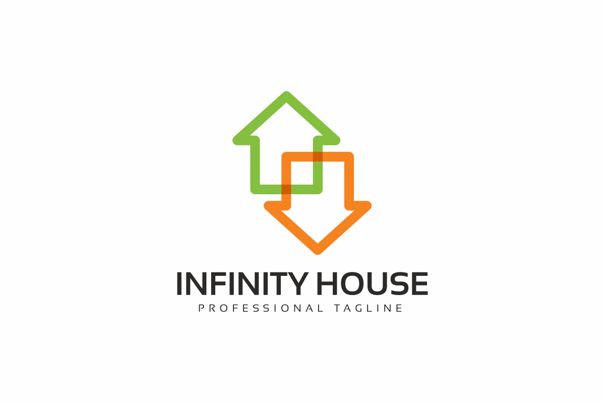 Download Шаблон логотипа "Infinity House Logo Template" / Infinity House Logo Template - Шаблон логотипа на тему графика abstract black blue buy combination endless estate green home house infinity logo loop plumber professional property psd real realtor rent