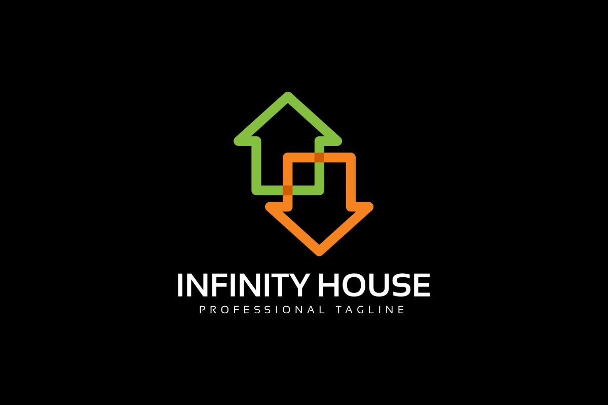 Download Шаблон логотипа "Infinity House Logo Template" / Infinity House Logo Template - Шаблон логотипа на тему графика abstract black blue buy combination endless estate green home house infinity logo loop plumber professional property psd real realtor rent