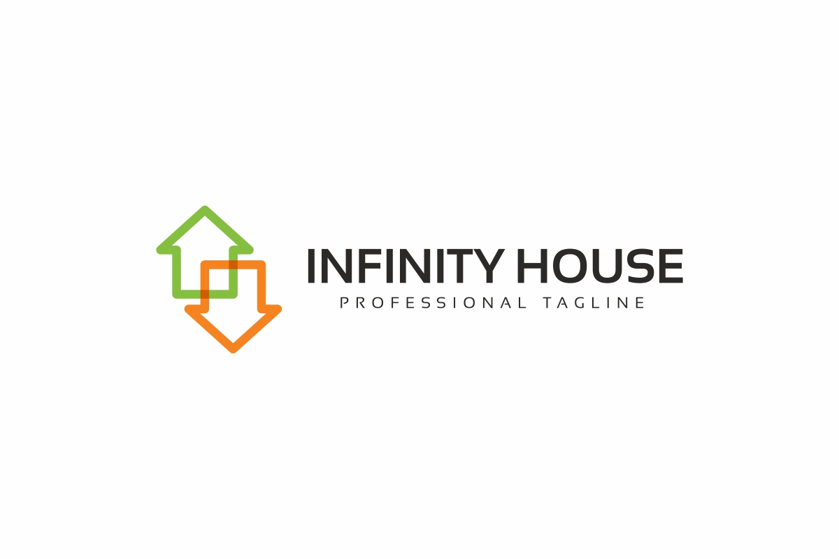 Download Шаблон логотипа "Infinity House Logo Template" / Infinity House Logo Template - Шаблон логотипа на тему графика abstract black blue buy combination endless estate green home house infinity logo loop plumber professional property psd real realtor rent