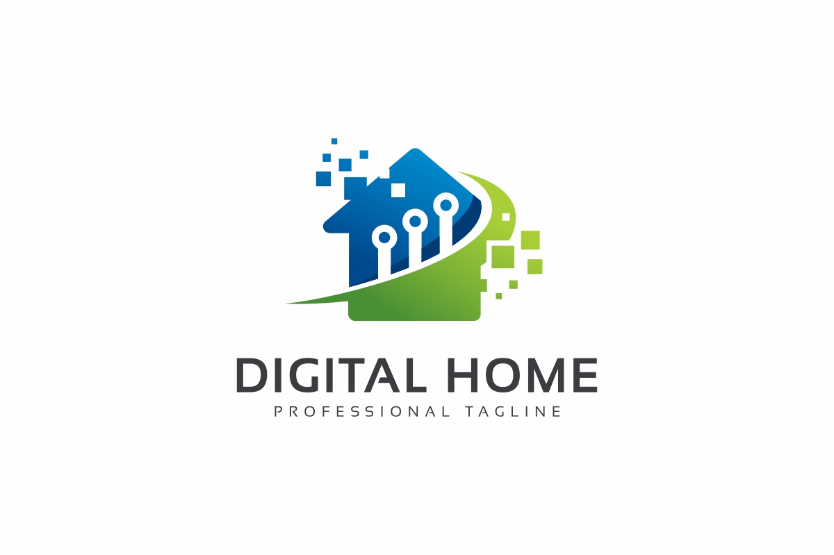 Download Шаблон логотипа "Digital Home Logo Template" / Digital Home Logo Template - Шаблон логотипа на тему графика blue bold brand branding building company logo business capital construction corporate estate group home housing template logotype modern mortgage professional