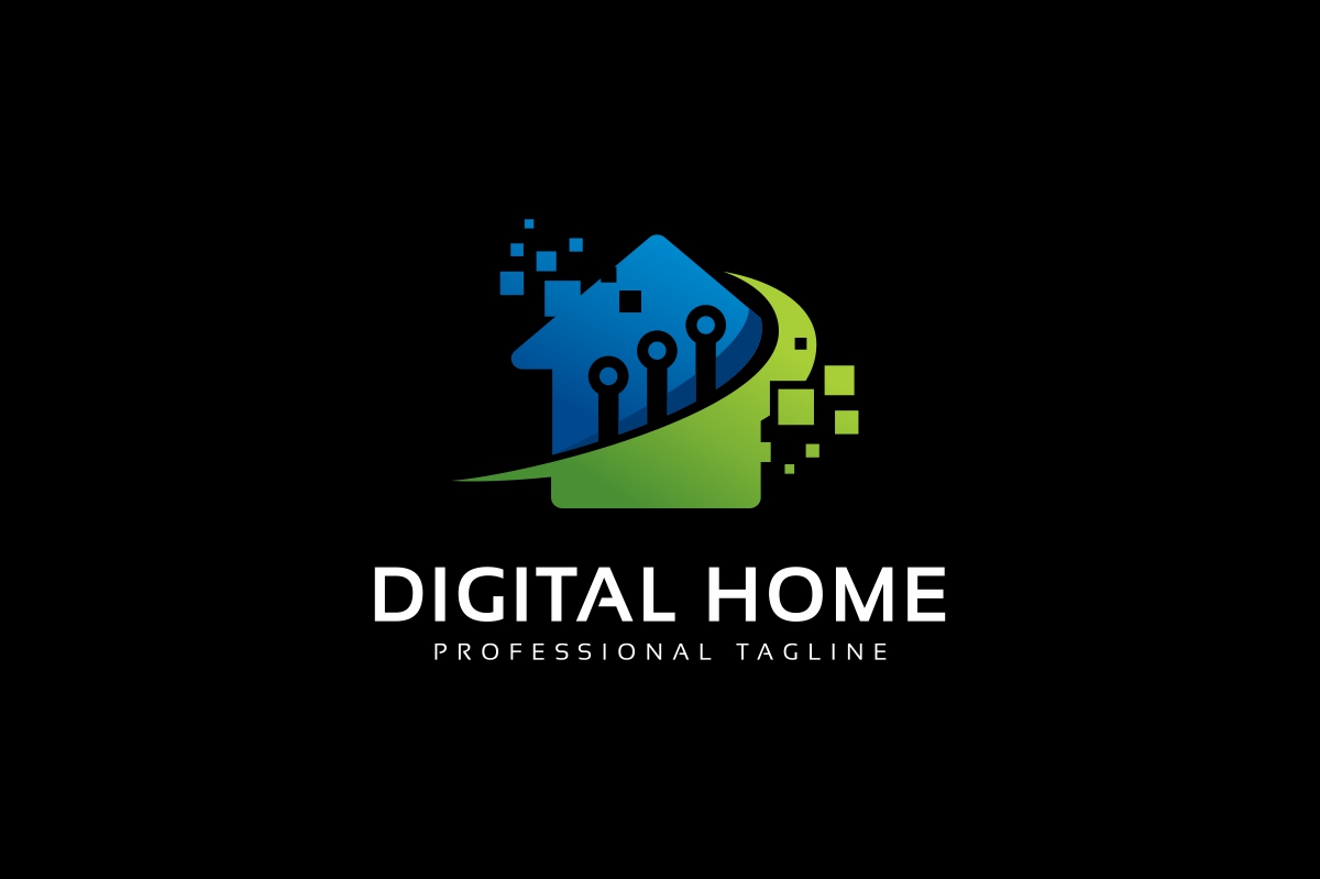 Download Шаблон логотипа "Digital Home Logo Template" / Digital Home Logo Template - Шаблон логотипа на тему графика blue bold brand branding building company logo business capital construction corporate estate group home housing template logotype modern mortgage professional
