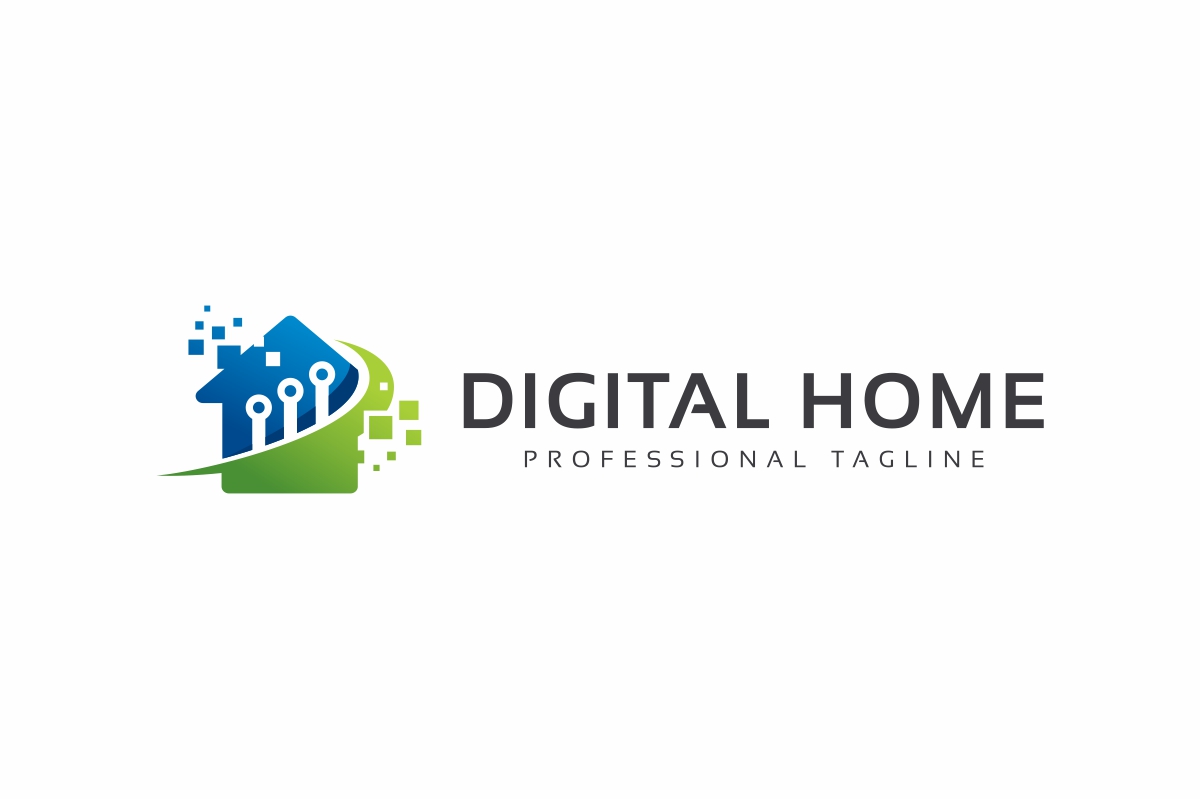 Download Шаблон логотипа "Digital Home Logo Template" / Digital Home Logo Template - Шаблон логотипа на тему графика blue bold brand branding building company logo business capital construction corporate estate group home housing template logotype modern mortgage professional