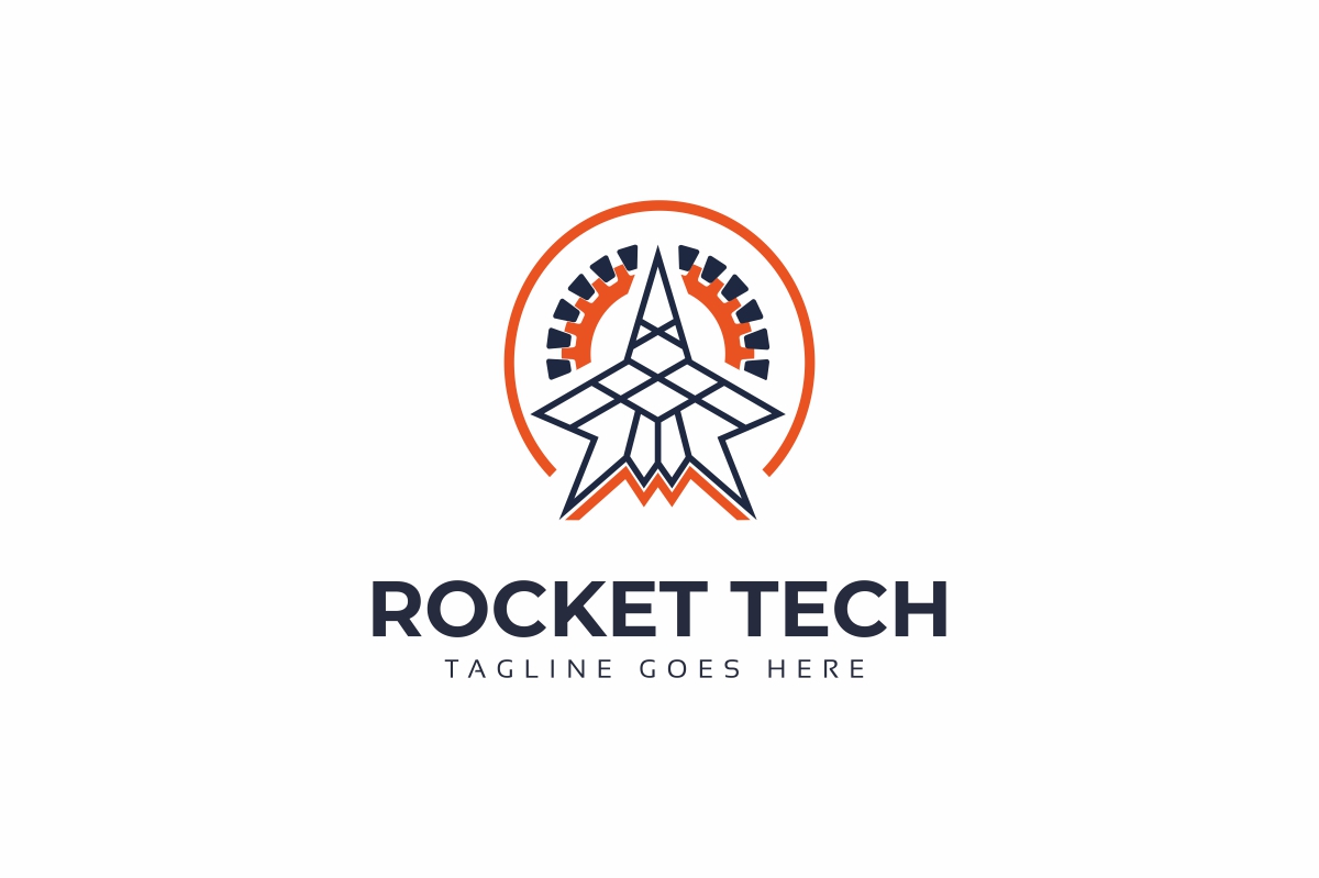 Download Шаблон логотипа "Rocket Tech Logo Template" / Rocket Tech Logo Template - Шаблон логотипа на тему графика agency app automotive computer construction electrical elevate elevation gear growing growth increase industrial launch launching mechanic mockup repair rocket seo