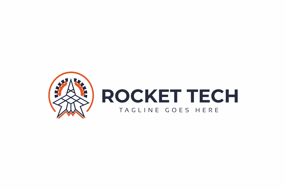 Download Шаблон логотипа "Rocket Tech Logo Template" / Rocket Tech Logo Template - Шаблон логотипа на тему графика agency app automotive computer construction electrical elevate elevation gear growing growth increase industrial launch launching mechanic mockup repair rocket seo