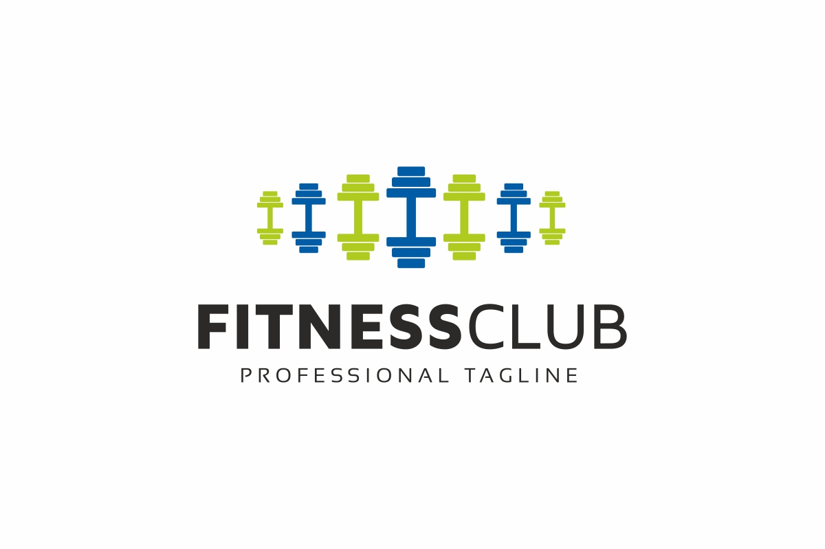 Download Шаблон логотипа "Fitness Club Logo Template" / Fitness Club Logo Template - Шаблон логотипа на тему графика badge body building build club crest dumbbell fit fitness logo gym health muscles psd sport template trainer training vector weight