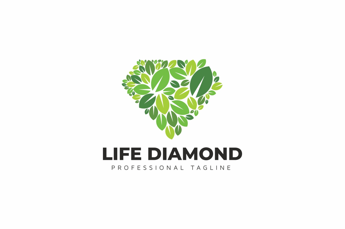 Download Шаблон логотипа "Life Diamond Logo Template" / Life Diamond Logo Template - Шаблон логотипа на тему графика agency amber app art crystal diamond emerald entertainment game gem green jewel jewellery leaf leave media multimedia nature rich ruby