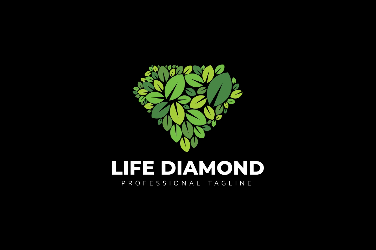 Download Шаблон логотипа "Life Diamond Logo Template" / Life Diamond Logo Template - Шаблон логотипа на тему графика agency amber app art crystal diamond emerald entertainment game gem green jewel jewellery leaf leave media multimedia nature rich ruby