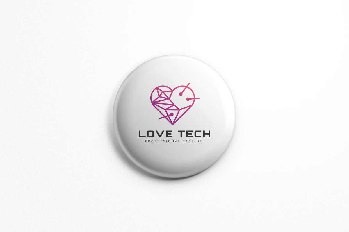Download Шаблон логотипа "Love Tech Logo Template" / Love Tech Logo Template - Шаблон логотипа на тему графика app application care community date double education forum group heart hearth house love consultant hotel service villa mate mobile multimedia