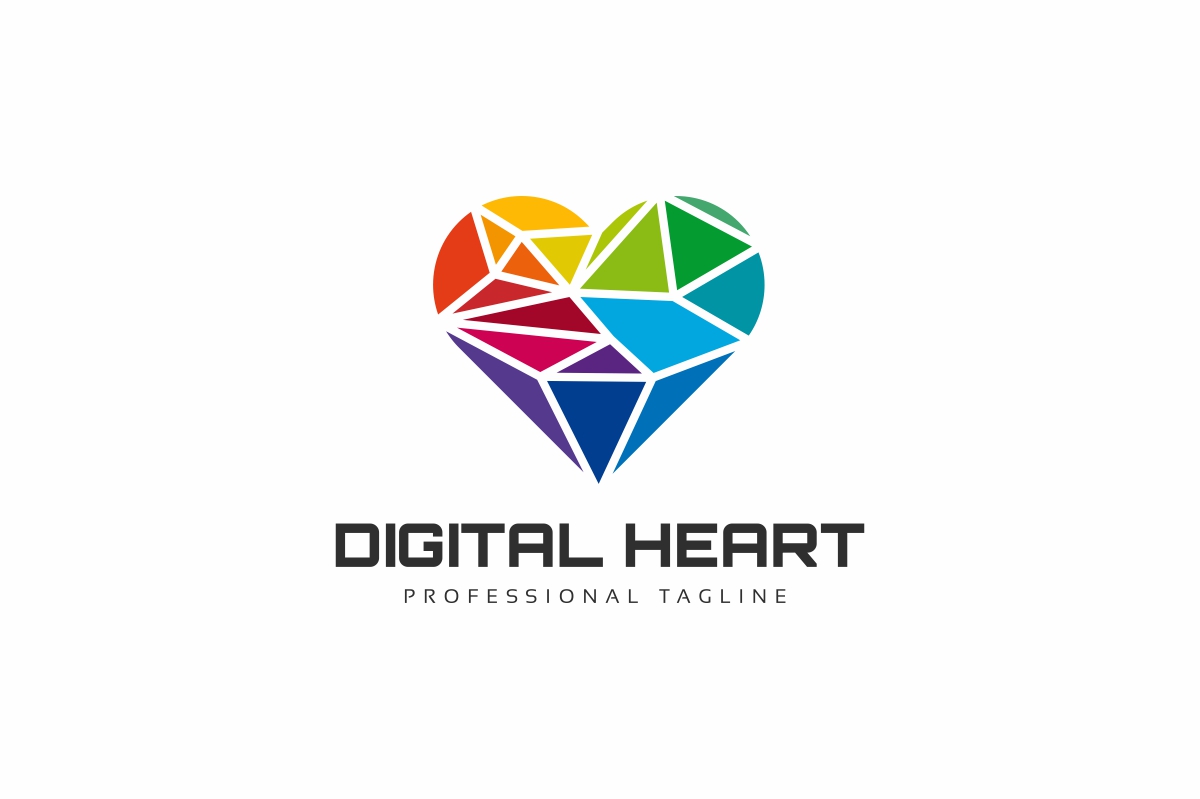 Download Шаблон логотипа "Digital Heart Logo Template" / Digital Heart Logo Template - Шаблон логотипа на тему графика agency data date dating site digital love friend friends friendship heart logo pixel lovers loving matrix meet meeting online people