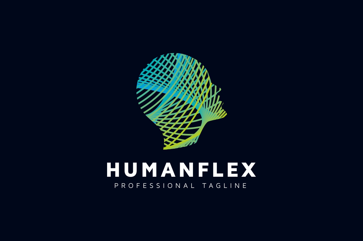 Download Шаблон логотипа "Virtual Human Logo Template" / Virtual Human Logo Template - Шаблон логотипа на тему графика artificial intelligence brainstorm brand branding bright colorful creative creativity creator data design development digital genetic genetical genius head human intellectual