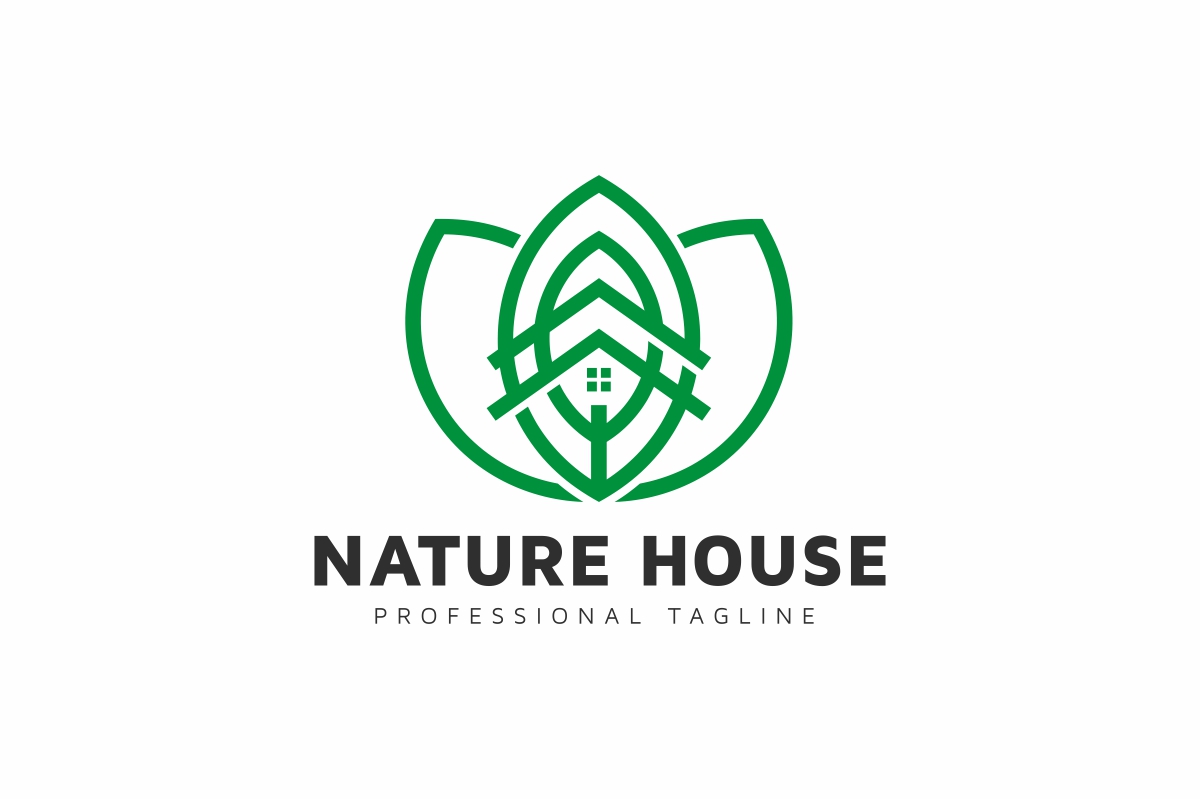 Download Шаблон логотипа "Nature House Logo Template" / Nature House Logo Template - Шаблон логотипа на тему графика agency branding build building business city company construction corporate eco ecology economy elegant estate green group habitat home house landscape