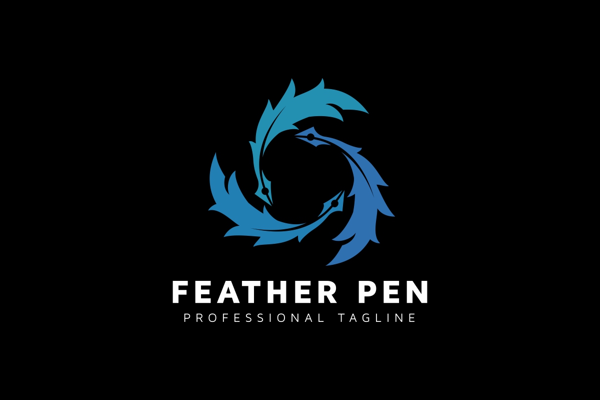 Download Шаблон логотипа "Feather Pen Logo Template" / Feather Pen Logo Template - Шаблон логотипа на тему графика agency auteur blog blogger business company copywriter drawing feather pen flog freelance ink letter lettering letters light paper pencil psd