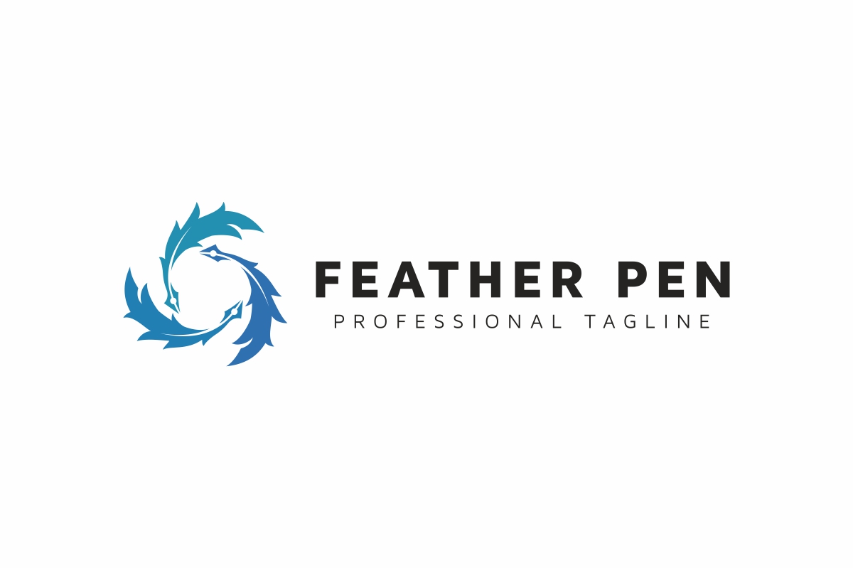 Download Шаблон логотипа "Feather Pen Logo Template" / Feather Pen Logo Template - Шаблон логотипа на тему графика agency auteur blog blogger business company copywriter drawing feather pen flog freelance ink letter lettering letters light paper pencil psd