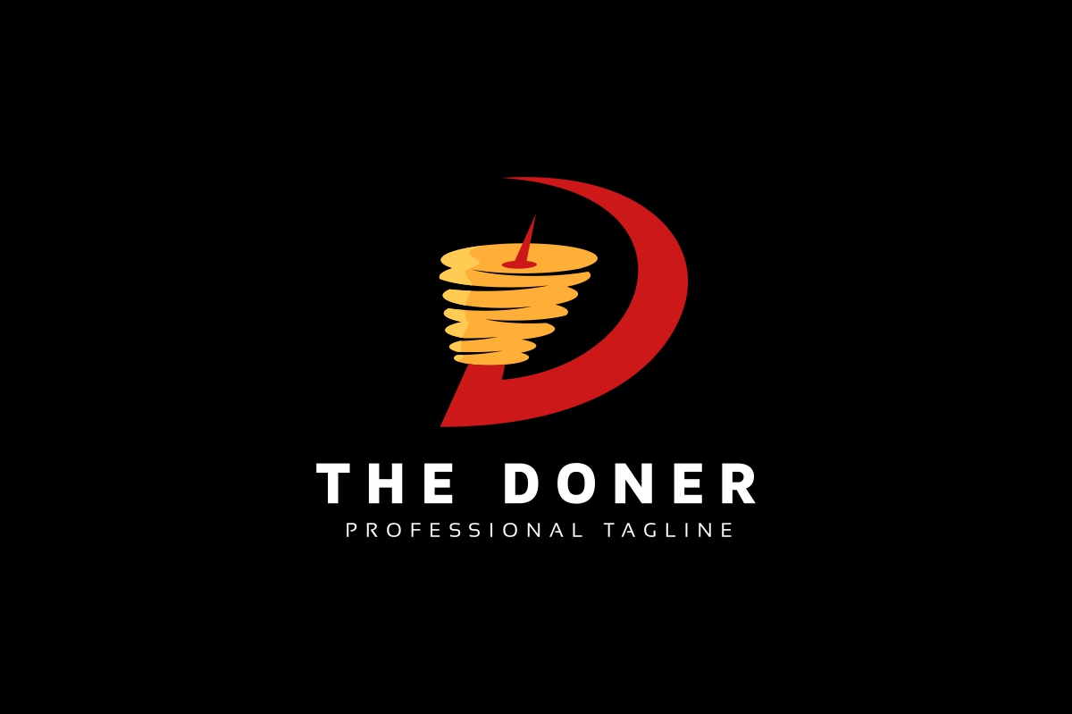 Download Шаблон логотипа "The Doner Logo Template" / The Doner Logo Template - Шаблон логотипа на тему графика d b&amp;amp;b balkan bar barbecue brown business catering chef colorful creative cuisine different doner flame food grill halal hungry kebab