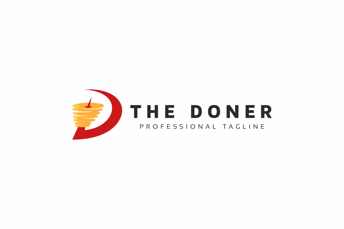 Download Шаблон логотипа "The Doner Logo Template" / The Doner Logo Template - Шаблон логотипа на тему графика d b&amp;amp;b balkan bar barbecue brown business catering chef colorful creative cuisine different doner flame food grill halal hungry kebab