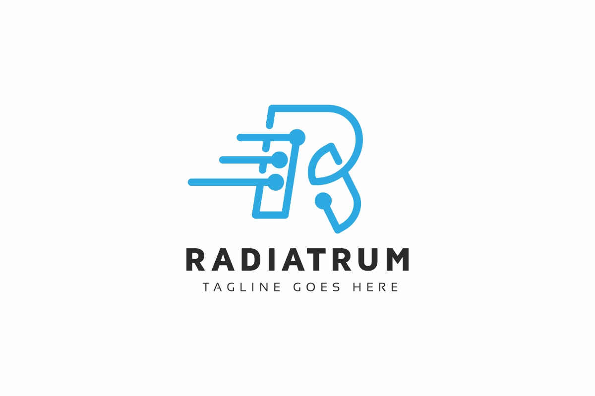 Download Шаблон логотипа "Radiatrum R Letter Logo Template" / Radiatrum R Letter Logo Template - Шаблон логотипа на тему графика agency blue business consulting design finance flat logo font industry investment letter r line marketing media modern print ready professional